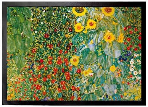 1art1 Gustav Klimt Bauerngarten Mit Sonnenblumen, 1905-06 Fußmatte Dekomatte Innenbereich | Design Türmatte 70x50 cm