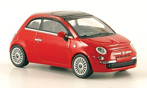 Fiat 500, rot, 2007, Modellauto, Fertigmodell, Minichamps 1:64