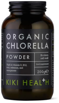 KIKI Health Organic Chlorella Powder | Broken Cell Wall for Optimal Digestion | Vegan-Friendly & 100% Organic, No Binders, Artificial Colours or Fillers | Source of Vitamin E & High Vitamin B12-200g