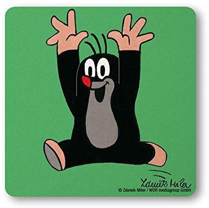 Logoshirt® Krtek I Der kleine Maulwurf | Juhu I Grün I Untersetzer | Kork | 10x10cm | langlebiger Druck | Lizenziertes Originaldesign