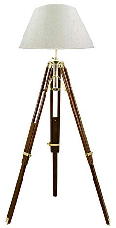 linoows Große Tripod Stehlampe, Stehleuchte, Stativlampe, Dreibein Lampe, Jute Schirm