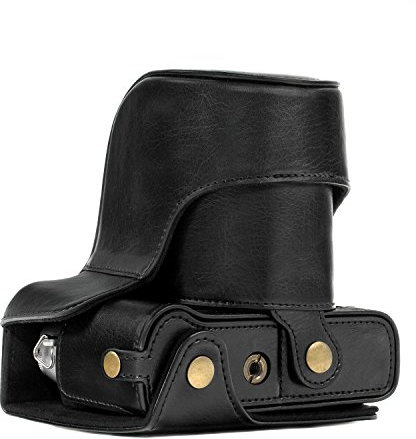 MegaGear MG576 Ever Ready - Étui de Protection en Cuir avec Bandoulière pour Fujifilm X-T30, X-T20 (16-50mm / 18-55mm Lenses), X-T10 - Noir