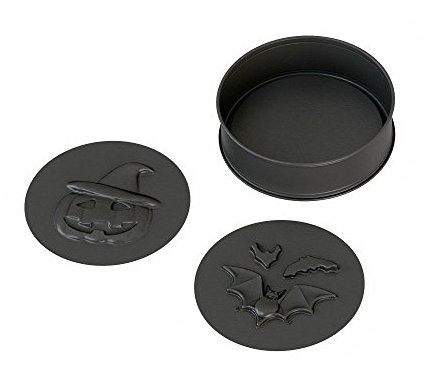 Original Kaiser 3-in-1 Motiv Halloween Springformen mit Motivboden, 26 cm rund, Kürbis, Fledermaus, Backform antihaftbeschichtet