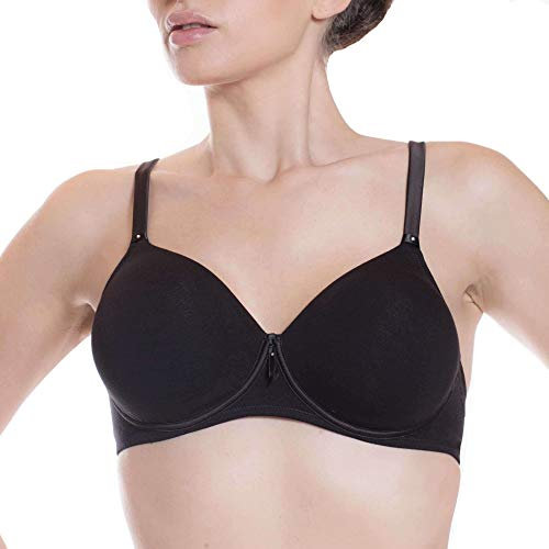 BELSENO LEPEL Reggiseno Senza Ferretto Cotone,Senza Cuciture Coppa c (6, Nero)