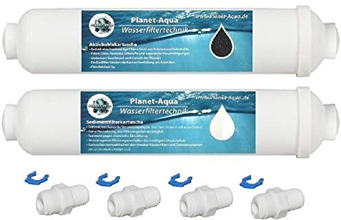3 1/2 Jahre Filter Set Ersatzfilter Patronen + Anschluss Adapter Fitting Osmoseanlage Wasserfilter Sedimentfilter & Aktivkohlefilter für Umkehrosmose Osmose Aquarium Kühlschrank