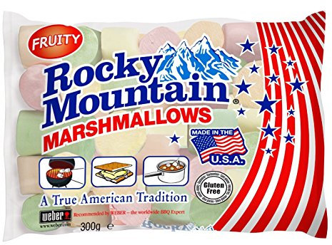 Rocky Mountain Marshmallows Fruity, bunte traditionell Amerikanische Süßigkeiten zum Rösten am Lagerfeuer, Grillen oder Backen, Fruchtgeschmack, 1 x 300g
