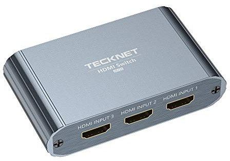 TECKNET 4K HDMI Switch, HDMI Splitter 3 in 1 out Support 4K@60HZ 3D 1080P 60fps, 10.2 Gbps, Aluminium HDmi Hub with Indicator Light For PS, Laptop, Xbox One, Blu-ray Player, DVD Player, TV and More