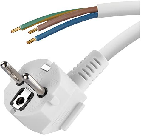 EMOS Bügeleisen-Anschlussleitung 5m / Zuleitungskabel, Anschlusskabel, Bügeleisenkabel weiß / 3x 1,5 mm / H05VV-F 3G Kunststoffkabel schwarz