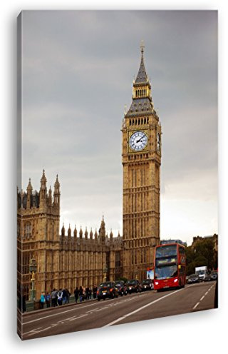 deyoli Big Ben in London Format: 120x80 als Leinwandbild, Motiv fertig gerahmt auf Echtholzrahmen, Hochwertiger Digitaldruck mit Rahmen, Kein Poster oder Plakat
