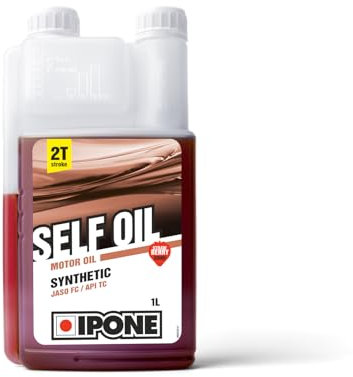 IPONE – Huile Moto 2 Temps Self Oil – Lubrifiant Semi Synthétique - Pour tous les engins – Option Fraise - Bidon-doseur 1 Litre