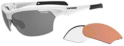 TIFOSI Intense Interchangeable Lens Sunglasses: Interchangeable lenses, lightweight, UV protection, adjustable ear and nose pieces, shatterproof, hydrophilic rubber, Matt White