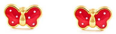 Orecchini per bambini rossa farfalla - oro giallo 9k (375)