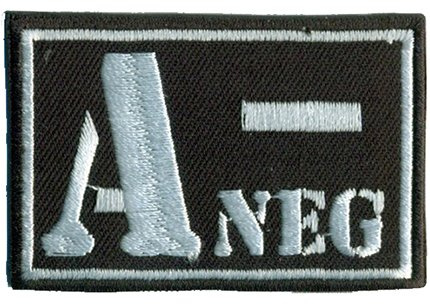 A NEG Blutgruppe A Negativ Military Survivor Biker Rotkreuz Abzeichen Aufnäher