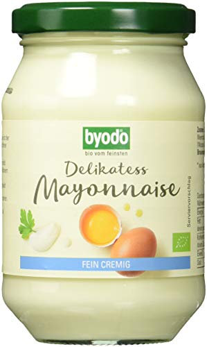 Bio Delikatess Mayonnaise 80% Fett - Byodo 2x250ml | 100% Bio-Zutaten | Klassische Mayo-Rezeptur mit Bio-Ei | Feines, Cremiges Geschmackserlebnis im Glas
