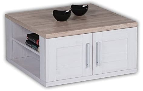Stella Trading ROMANCE Couchtisch mit Ablagefächern in San Remo & Sibiu Lärche Optik - Sofatisch im Landhausstil für Ihren Wohnbereich - 80 x 40 x 80 cm (B/H/T)