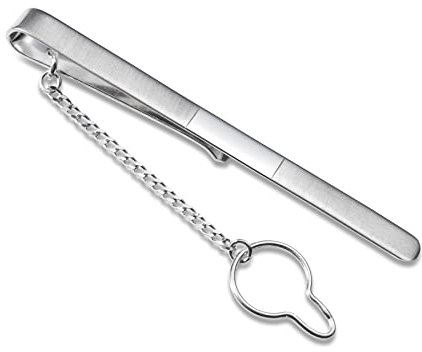 Broche De Cravate Homme En Argent Brossé Avec Bande Brillante