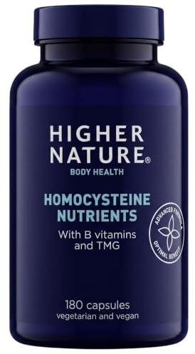 Higher Nature Homocysteine Nutrients - H Factors - 180 Capsules | Improved Energy, Healthy homocysteine, Unique Blend of B Vitamins & TMG, Vegetarian & Vegan