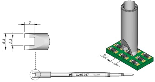 JBC SMD-Entlötspitze Serie C245, C245017/2,3 mm, für Chip-Komponenten C245017 (2045 2245 C245 Loetkartusche Loetpatrone Loetspitze Lötkartusche Lötpatrone Lötspitze SMD Entlötspitze)