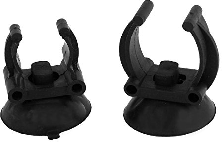sourcing map 2 Pcs 33mm Diám Ventosa Calefactor de Acuario de Vidrio Clip Soporte de Palo Negro