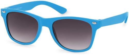 styleBREAKER Kinder Sonnenbrille Retro Nerd Design mit getönten Gläsern | UV400 Schutz | Kunststoffrahmen | für Kleinkinder 18 Monate bis 4 Jahre, Gestell Hellblau/Glas Grau Verlauf