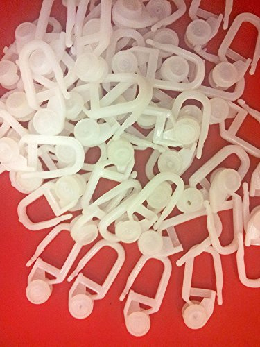 Easy-Shadow - 100 Stück Gardinenröllchen Gardinenrollen 7 mm Laufrolle mit Faltenhaken für Faltenband passend für Gardinenschienen Gardinenbretter - weiß