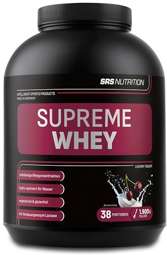 SRS Muscle - Supreme Whey XXL, 1.900 g, Kirsch-Joghurt | Hydro-optimized Whey Protein | mit Enzym Laktase und Pro-B Vitaminen | aspartamfrei | deutsche Premiumqualität