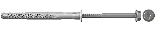 fischer Langschaftdübel SXRL 10 x 180 FUS R, Dübel mit Sechskantschraube & angeformter U-Scheibe aus nicht rostendem Stahl, Nylondübel für die Befestigung von Metallkonstruktionen, 50 Stück
