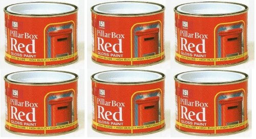 6 x Pillar Box RED Gloss Paint 180ml Non Drip Home DIY For Metal Wood Concrete