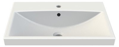CeraStyle 032000-U-One Hole Elite Rectangle Ceramic Wall Mounted/Self Rimming Sink, White
