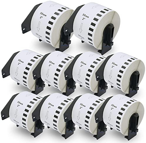 BETCKEY - 10 Rollen DK-22223 Endlosetiketten (Papier) Kompatibel mit Brother, 50mm x 30.48m, 10 Etiketten für Brother QL Etikettendrucker