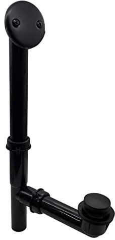 Westbrass 593144-62 14 Tubular Bathtub Waste & Overflow Assembly with with Tip-Toe Drain Plug and 2-Hole Faceplate Bath Assy, Matte Black