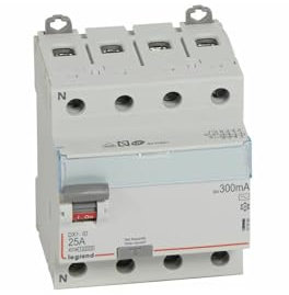411664 Legrand Interrupteur différentiel tétrapolaire 25A type AC 300mA - 4 modules