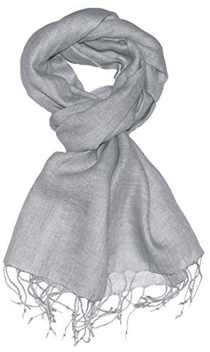 LORENZO CANA Luxus Herren Schal Leinenschal 100% Leinen Grau 52 cm x 180 cm Tuch Naturfaser 9320811