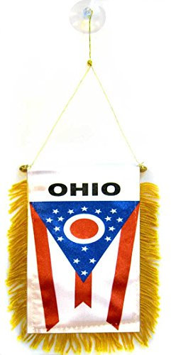 AZ FLAG - Wimpel Ohio - 15x10 cm - Bundesstaat Ohio Mini Flagge 10 x 15 Cm - Auto Pennant Spezielle Auto