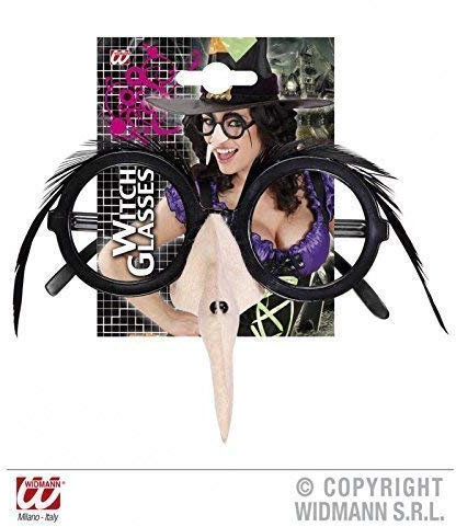 Lively Moments Brille mit Hexennase und Augenbrauen in schwarz für Fasching/Halloween