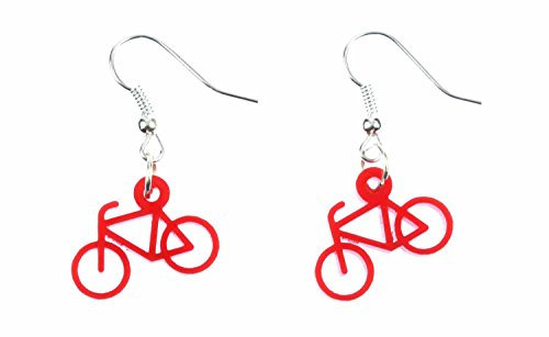 Miniblings Fahrrad Ohrringe Hänger Rad Rennrad Bike Radsport Sport Acrylglas rot - Handmade Modeschmuck I Ohrhänger Ohrschmuck versilbert