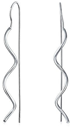 Geometrische Gewellte Zig Zag Dünnen Draht Thangle Threader Ohrringe Für Frauen Für Teenager .925 Sterling Silber