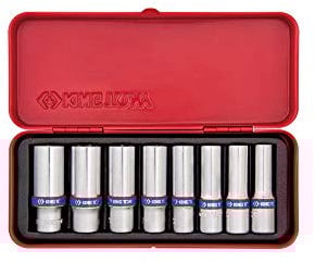 KING TONY 3508MR Coffret de Douilles Longues Métrique, Set de 8, 3/8