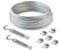 DQ-PP 25m Drahtseil Set 3mm mit 6x7+FC, 6x SEILKLEMMEN 3mm DIN 741, 2x SPANNSCHLOSS M5 HAKEN - ÖSE verzinkt, Legierter Stahl, Silber