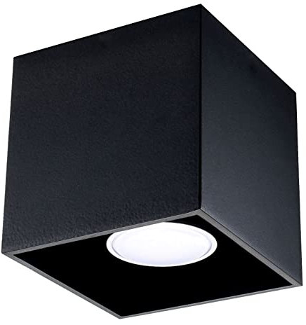 SOLLUX lighting Quad 1 Deckenleuchte mit Rechteckigem Schirm - Deckenleuchte Wohnnzimmer Pendelleuchte Esszimmer Lampe - Leuchte Küche aus Aluminium in Schwarz 10 x 10 x 10 cm