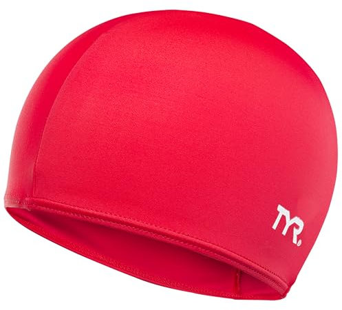 TYR Adulte Unisexe SOLID Bonnet de bain Lycra, RED, Einheitsgröße