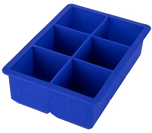 Tovolo Large 2” King Cube Ice Tray Stratus Blue Ice Cube Trays for Whiskey Cocktails Smoothies, Big Square Ice Cube Mold Silicone Freezer Tray for Perfect Rock Cubes BPA Free Dishwasher Safe