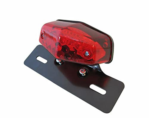 Alchemy Parts Motorbike Tail Light LED Stop Run Brake Lucas Type with Licence Number Plate Bracket and Light for Café Racer Scrambler Back End Fender Mudguard Project