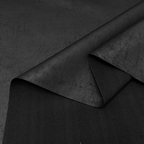 Nevada Antique Distressed Faux Leather Upholstery Fabric, Aged, 145cm Wide (Black)