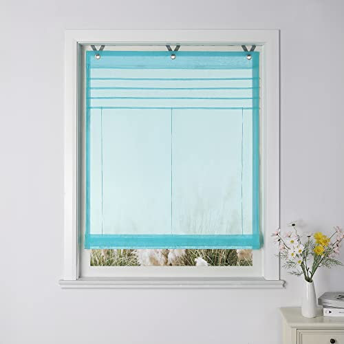 Yujiao Mao Uni Raffrollo Ösenrollo Kessy Biese transparent Voile Rollos 1er-Pack B*H 80 * 140cm Blau
