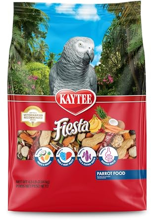 Kaytee Fiesta Parrot Food, Nutritious and Fun Blend, Supports Skin, Feather, Digestion, Brain and Heart Health, 4.5 pounds
