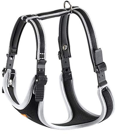 Ferplast großes Hundegeschirr ERGOCOMFORT EXTRA Large, verstellbares Hundegeschirr, bequem, gepolstert, doppelter Mikroverstellverschluss, Schnellverschluss, Silber
