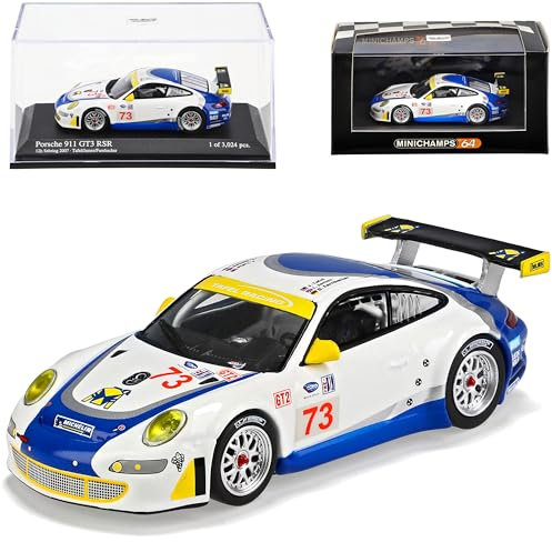 Minichamps Porsche 911 997 Gt3 GT 3 RSR Blau Weiss 2007 12 Stunden Sebring 1/64 Modell Auto Modellauto