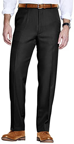 Chums Men's Formal Elasticated Trousers Comfort Fit Pants Smart Trousers for Men Black 32W / 27L
