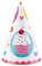 Amscan 997218 - Partyhüte Cupcake, 6 Stück, Größe 16,2 cm, mit Gummiband, Weiß mit mehrfarbigen Motiven, Papierhut, Hut, Kappe, Accessoire, Kuchen, Muffin, Herzen, Kinderparty, Geburtstag, Mottoparty